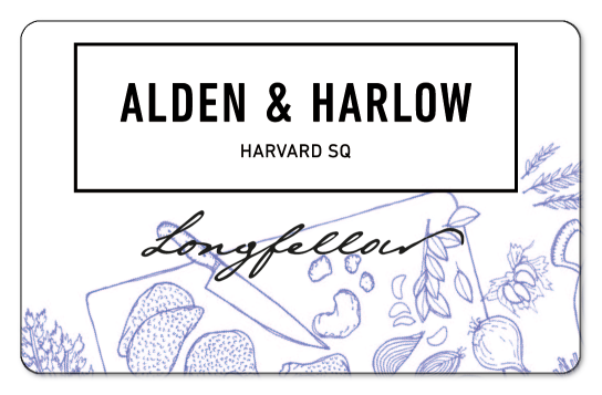 Alden & Harlow logo on a white background with illustrated food items.